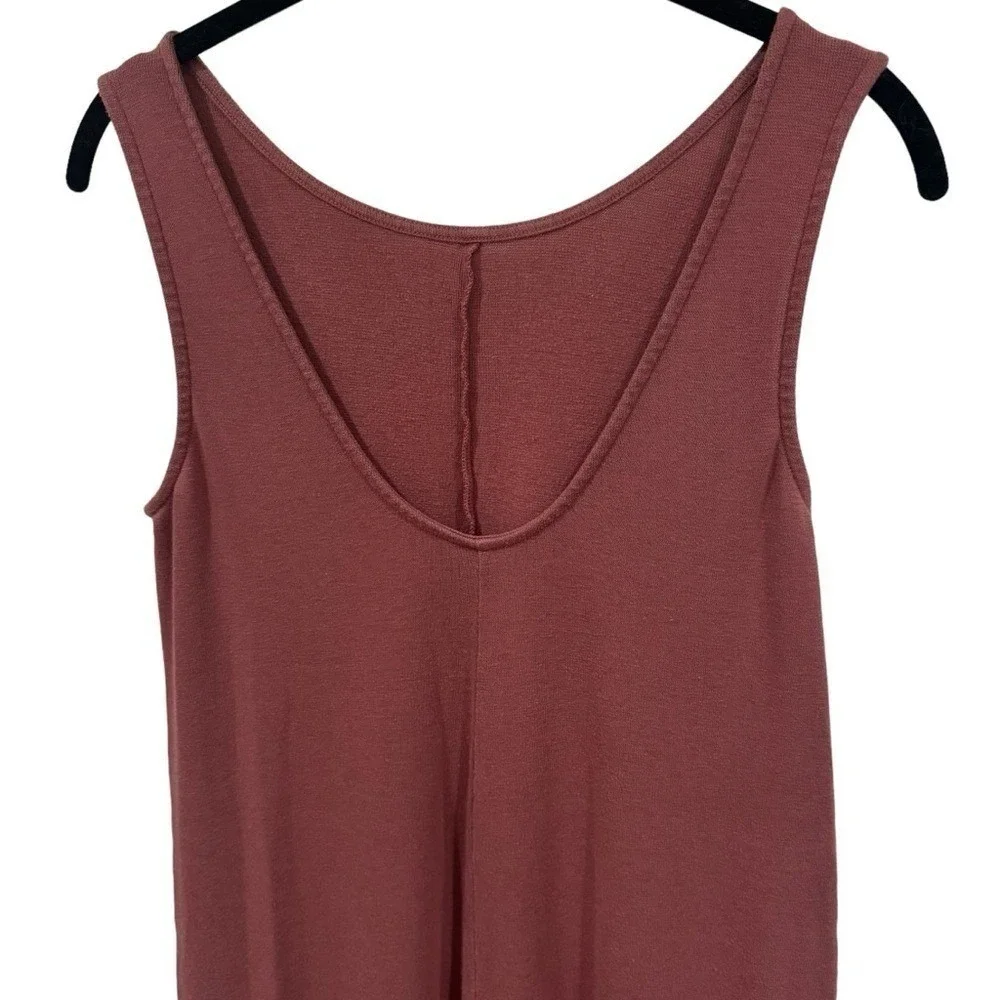 Fabletics Grace Relaxed Wide Leg Jumpsuit in Color Dark Rouge‎ Athleisure S